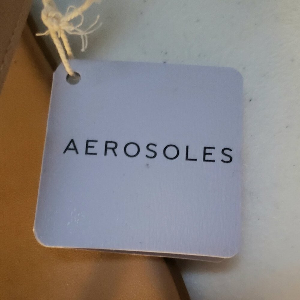 Aerosoles Inesse Sandals Floral Cutout Tan Twotone Ankle Strap 9 Faux Nubuck New - Picture 9 of 16